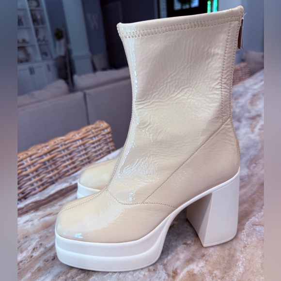 Women’s FREE PEOPLE double stack platform cream booties- Size 36.5 - Picture 9 of 13